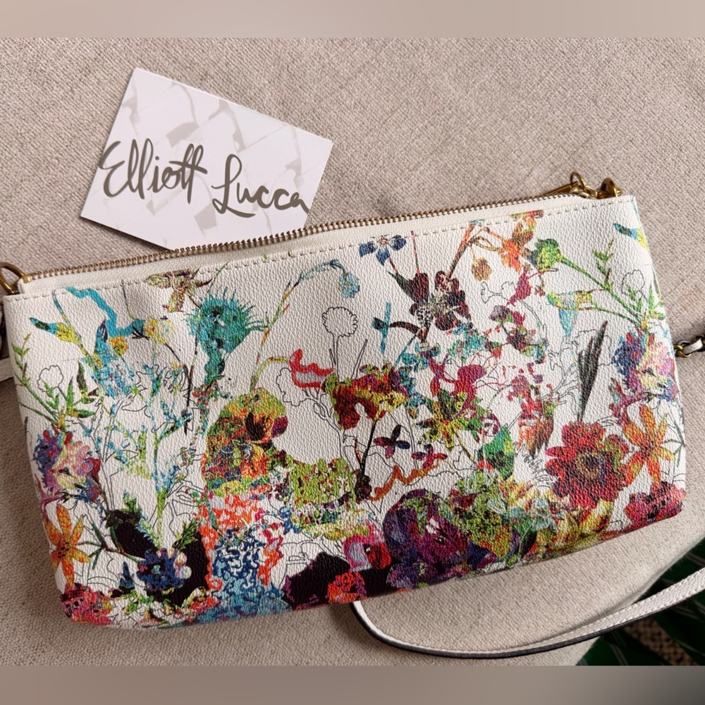 Elliott Lucca White Floral Multicolor Chain Strap Crossbody - Picture 4 of 5